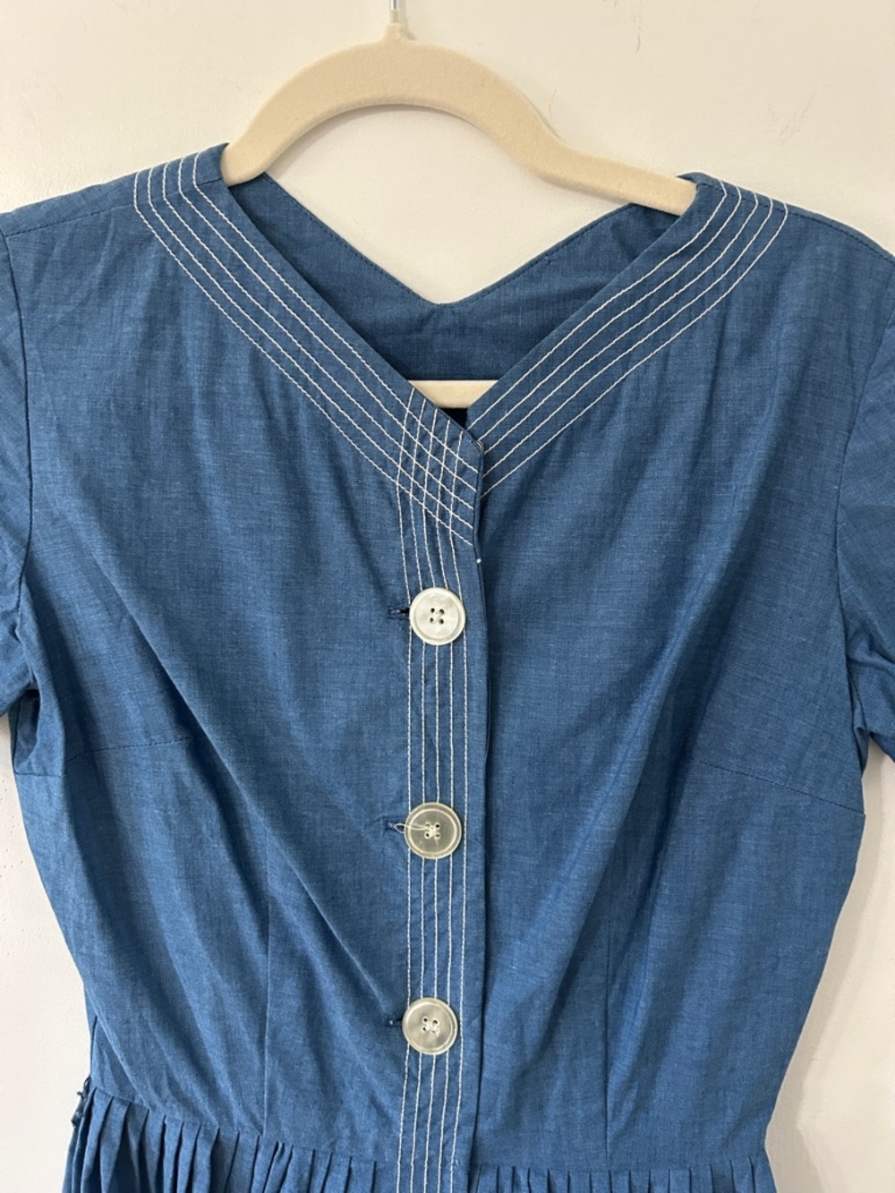 Vintage Dixie Deb Dress Women’s Handmade? Denim Blue Dress Western Full Skirt - Picture 3 of 16